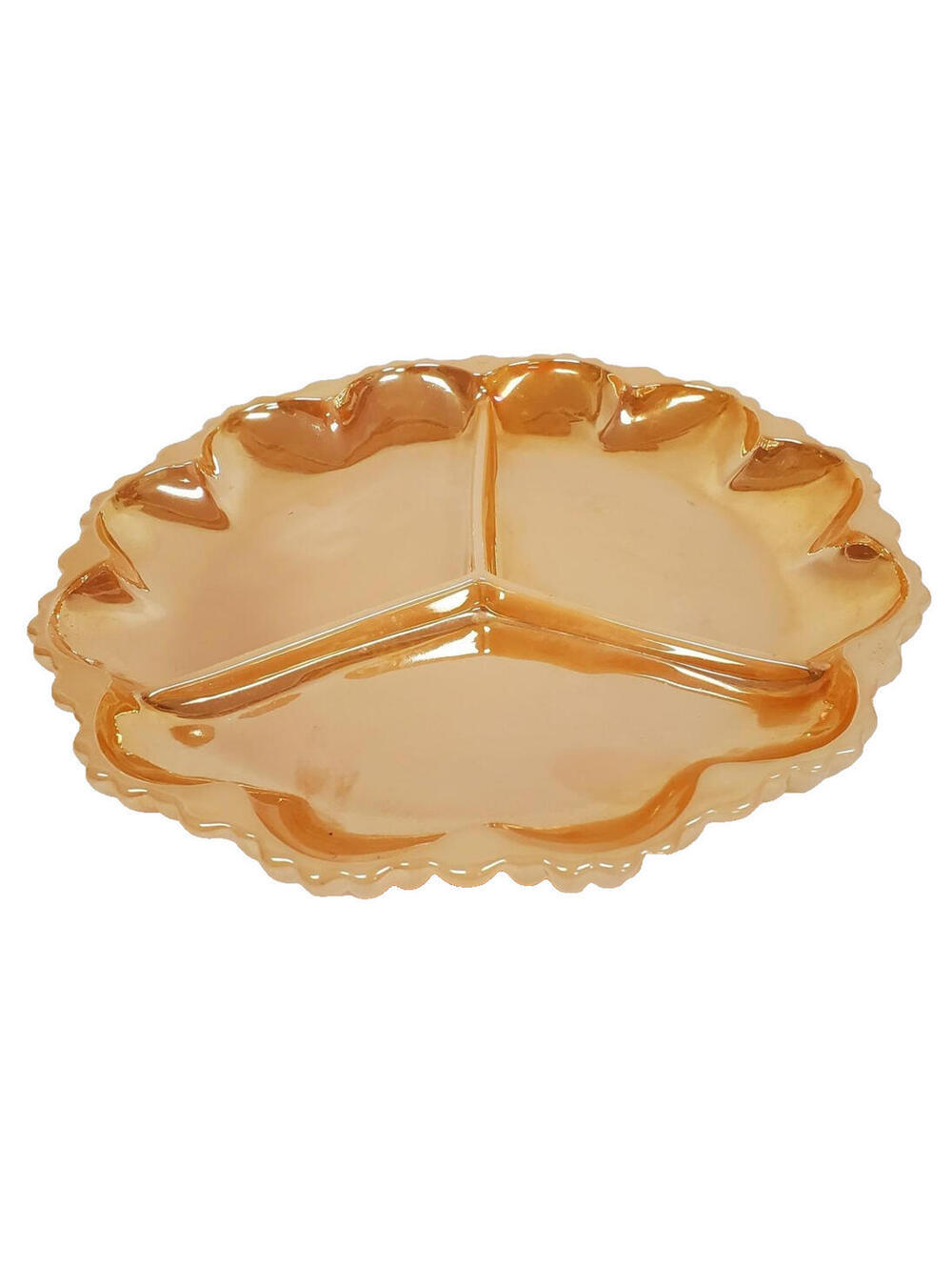 Vintage USA Anchor Hocking Fire King Peach Lustre Divided Relish Tray